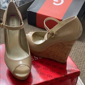 Cute tan Mary Jane platform shoe